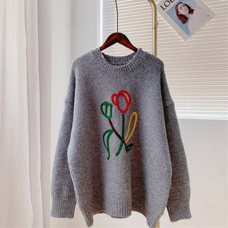 Японский свитер в стиле ретро, ​​женский осенне-зимний новый корейский свежий свободный верх, теплый толстый джемпер с круглым вырезом, вязаный свитер, топы