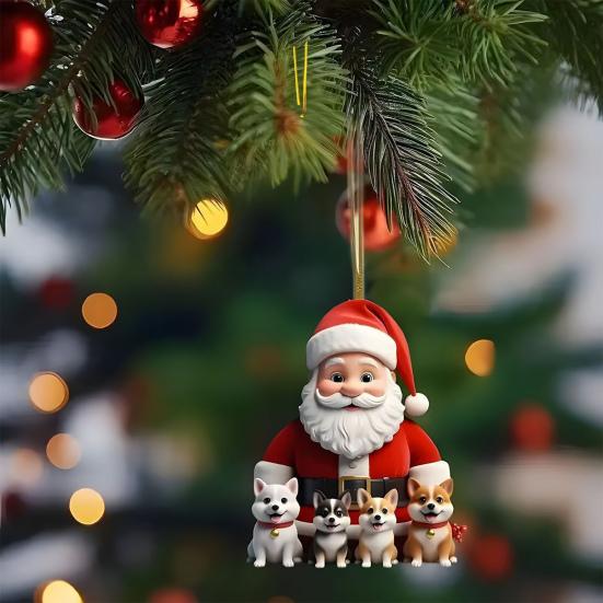 Рождественское украшение 2D акриловая собака/медведь/пчела/кролик/петух подвесное украшение мультяшные животные кулон на елку для домашнего праздничного декора