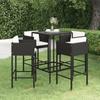 Day and Night - Day and Night 5-piece Garden Bar Set and Black Synthetic Rattan Cushions