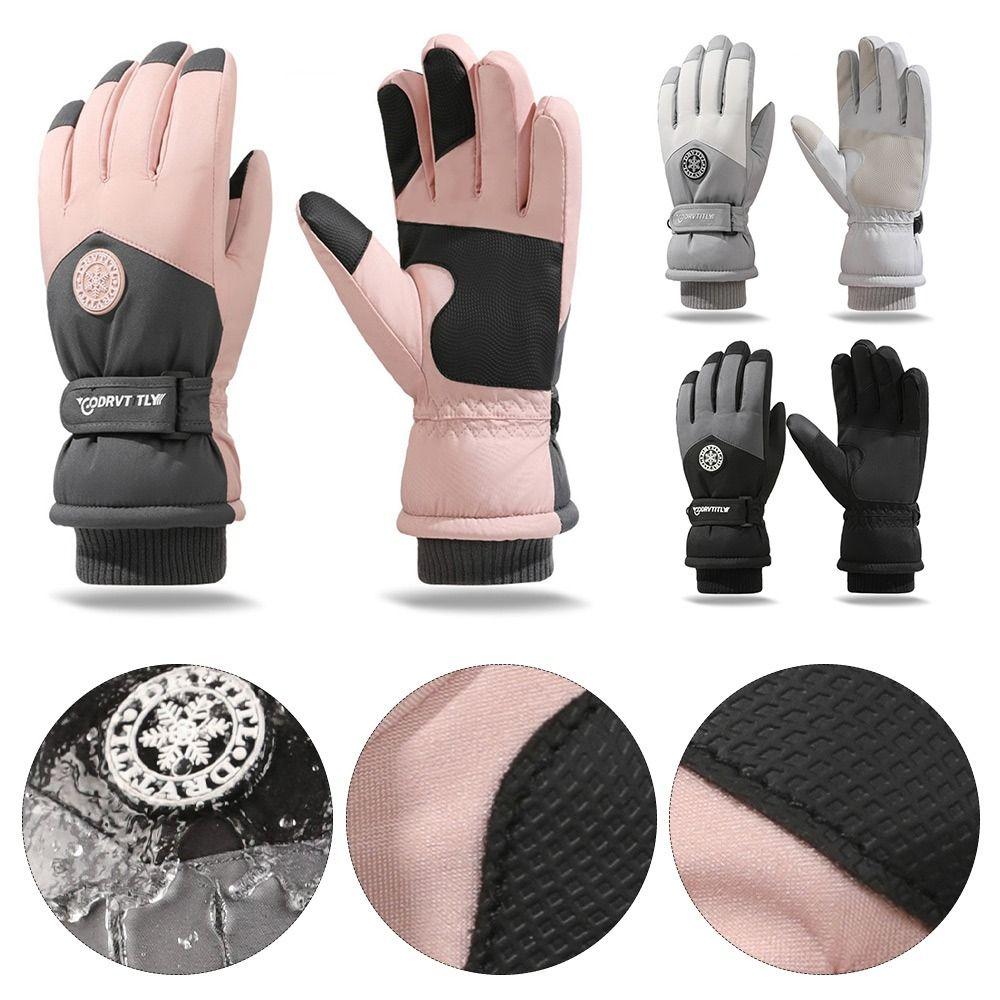 Ветрозащитные лыжные перчатки для сноуборда, зимние перчатки с длинными пальцами, утолщенные термоперчатки, зимние теплые перчатки