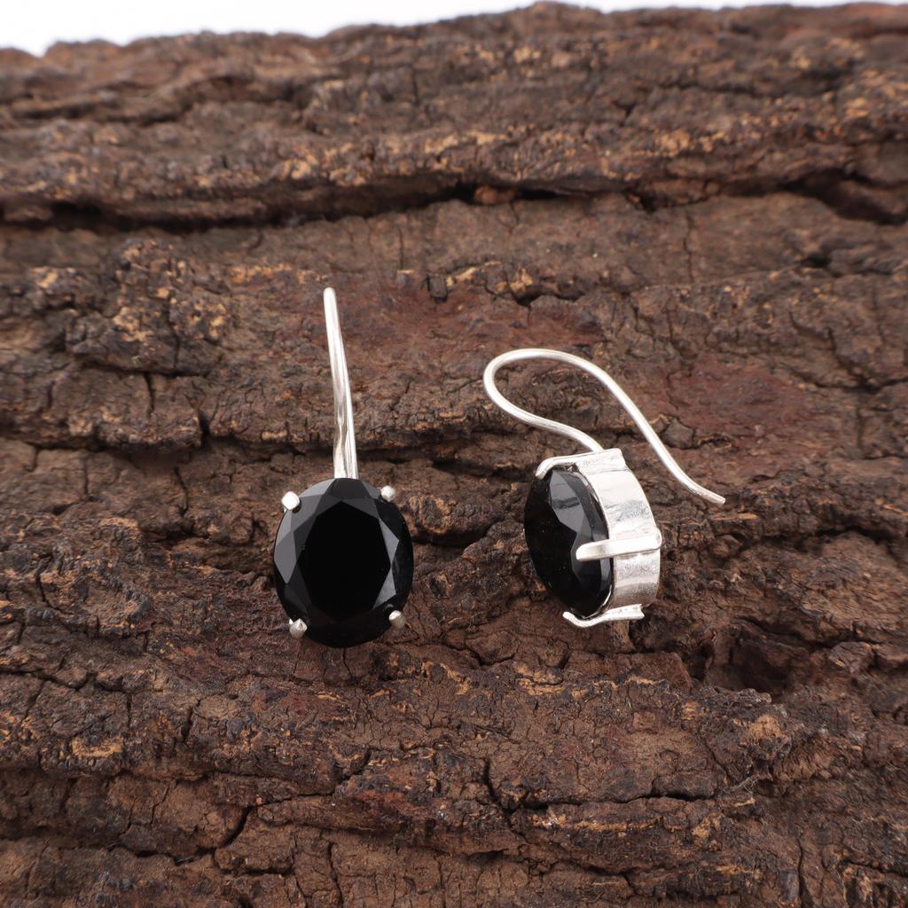Black Onyx Jewelry, 925 Solid Sterling Silver Earrings Handmade Gemstone Jewelry, Gifts For Wife Brand New Earrings Gift For Her