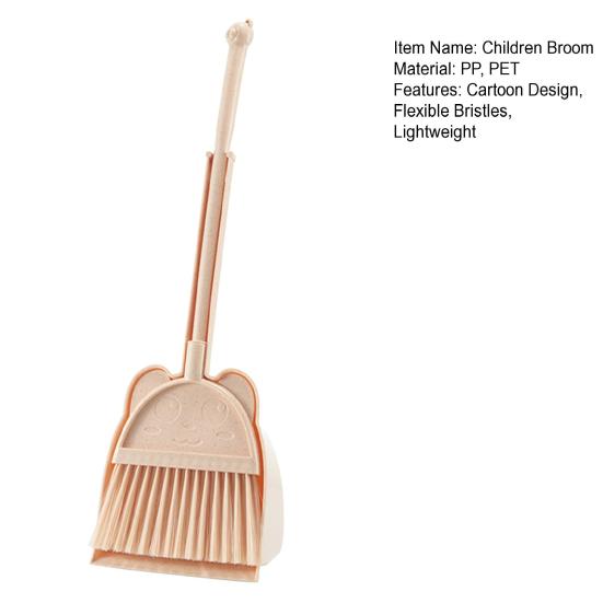 1 комплект, мини-детская метла, совок для мусора, мультяшная гибкая щетина, маленький помощник по хозяйству, дети, ролевые игры, для малышей, в помещении, на открытом воздухе, подметание пола
