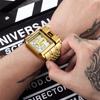 Golden Military Style Men's Quartz Watch with Big Dial