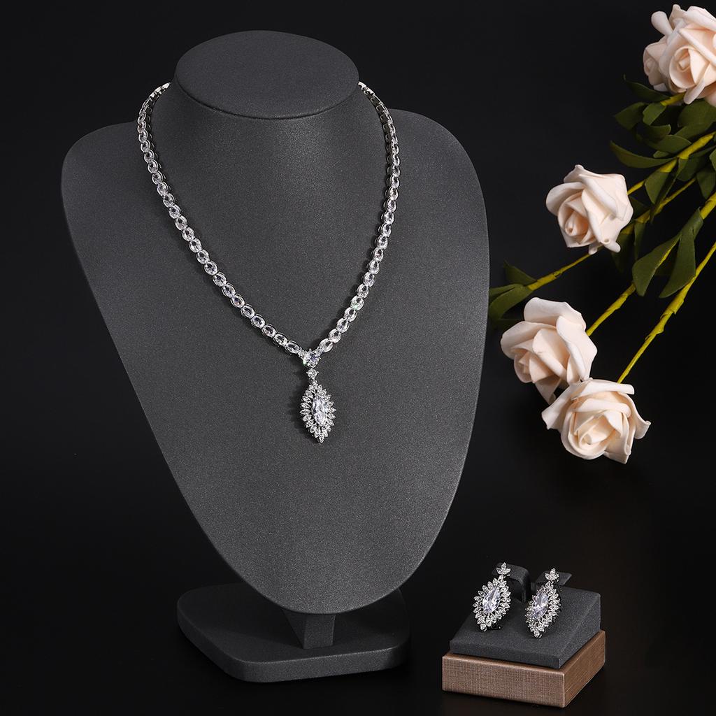 Ювелирные изделия в европейском и американском стиле, ожерелье с каплями воды из циркона, женственное свадебное платье, высококачественные свадебные украшения, комплект сережек-гвоздиков