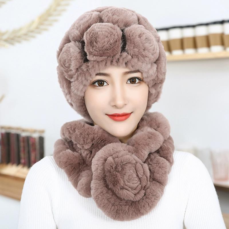 Шапка из меха кролика Рекс женская, осень-зима, среднего возраста и пожилая, утолщенная, теплая, модная, для бабушки, старой леди, свекрови, меховая шапка