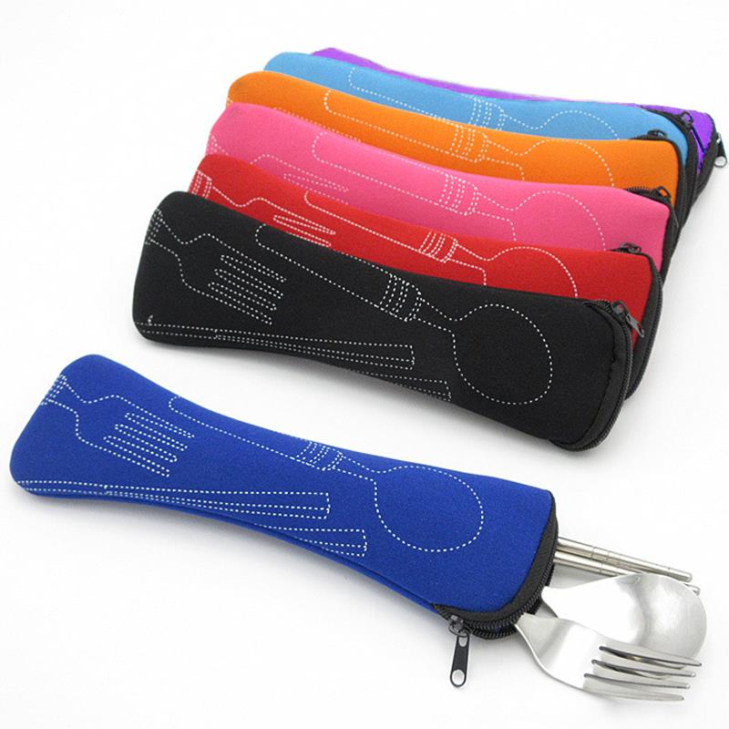 Travel Cutlery Bag Portable Knife Fork 1Pc Zipper Fashion Soft Chopsticks Bag