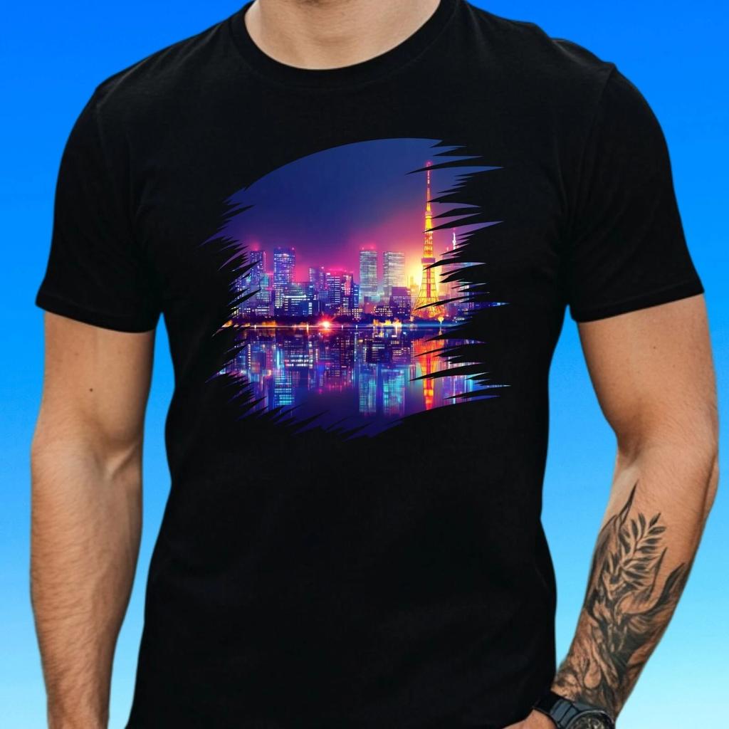 T-Shirt Herren Tokyo neon Motiv Baumwolle Größe S bis 5XL
