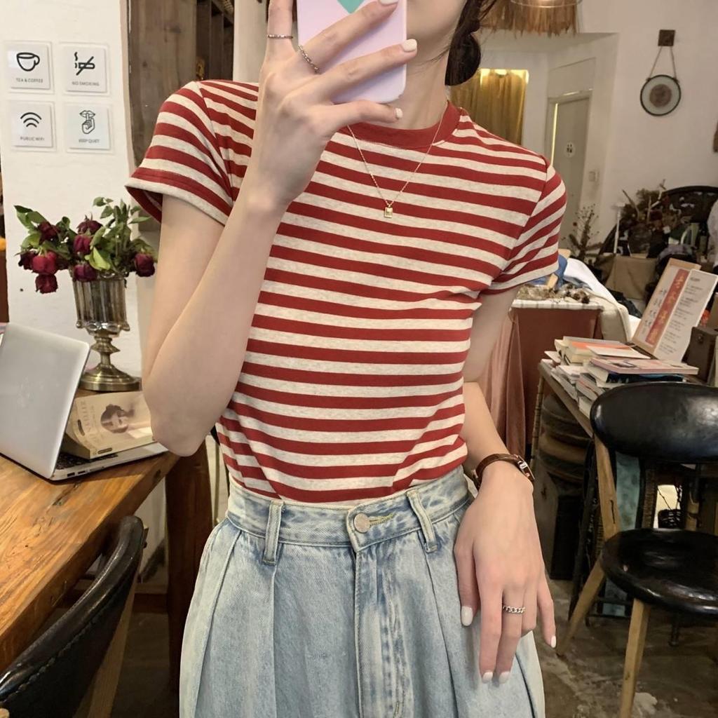 Summer Striped Base Shirt For Women