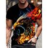 Colorful Cool Eagle Pattern T Shirt For Men Flame 3D Printed Tees Summer Street Short Sleeve Round Neck Tops Loose T-Shirts