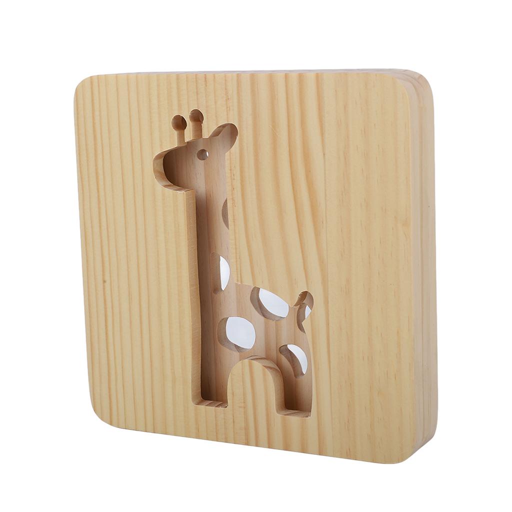 3D Жираф Деревянный Светильник 360 Градусов Облучение Полый Узор Теплый Белый Свет Светодиодный Деревянный Ночник
