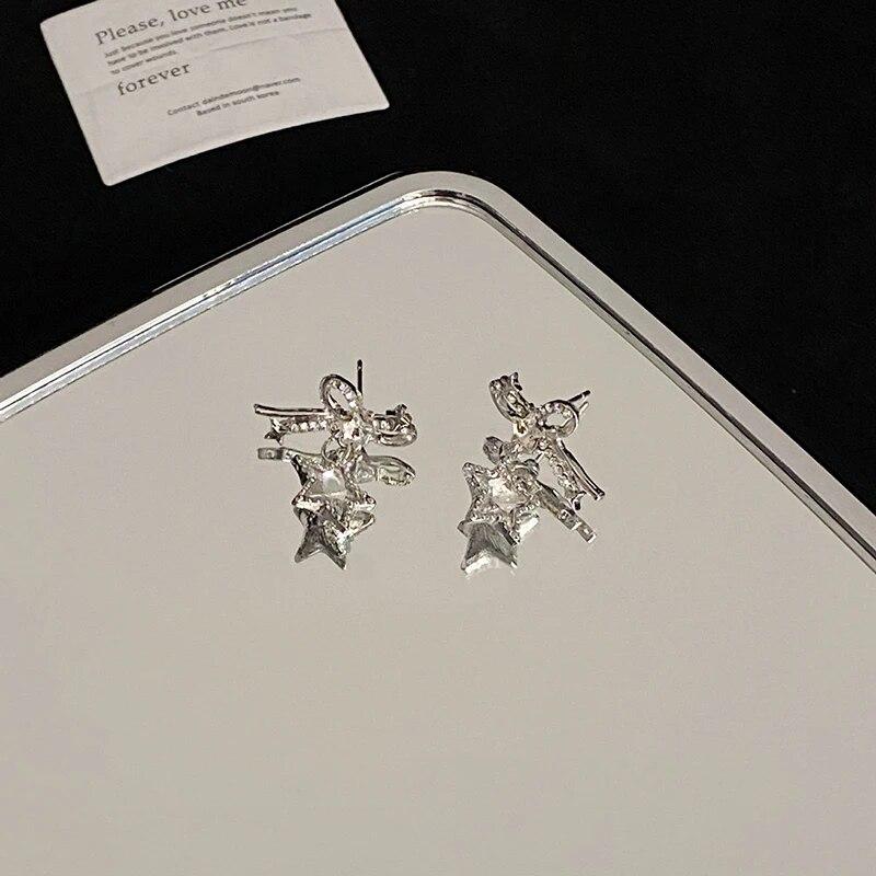 Новые модные серьги с микро-инкрустацией из циркона и бантом и звездой для женских ювелирных изделий
