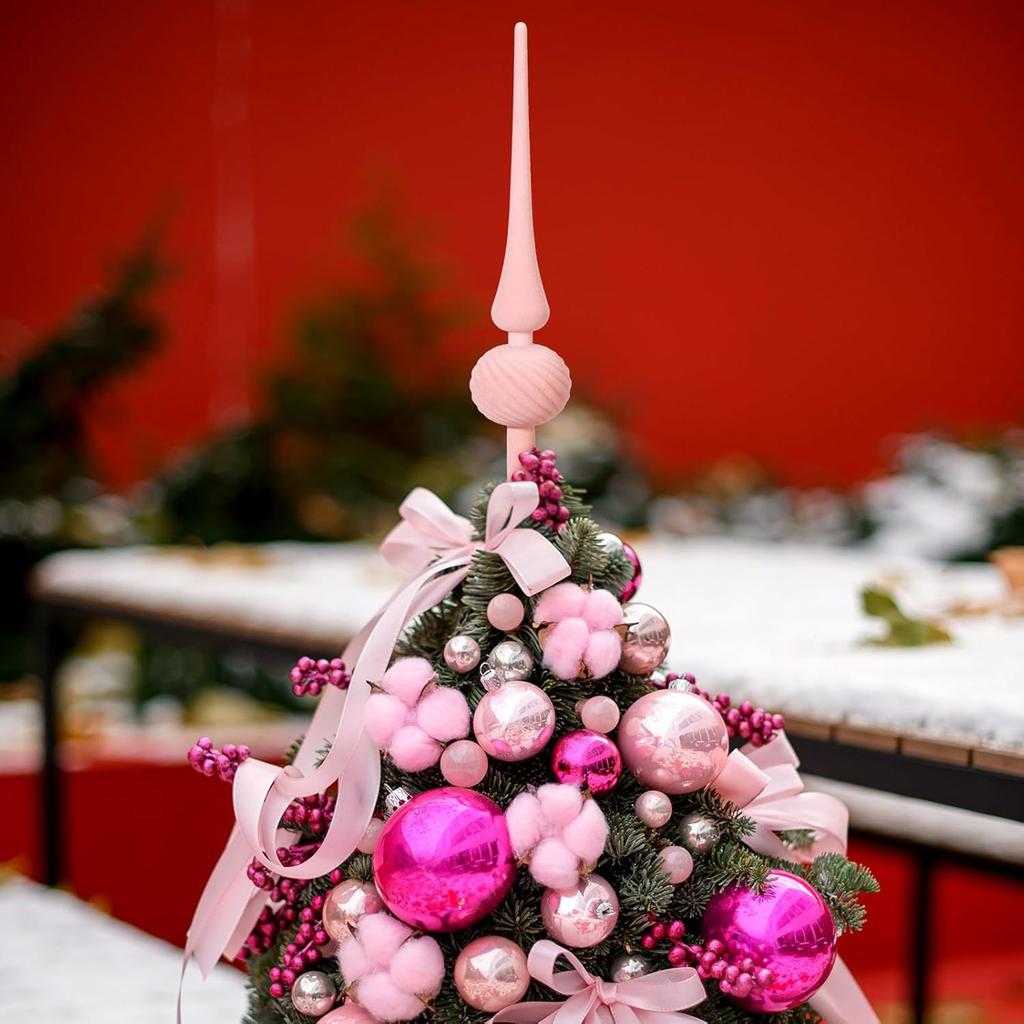 Christmas Tree Topper Plug In Christmas Tree Ornament Multi-Purpose Tip-Shaped Flocked Tree Topper for Indoor Outdoor Treetop
