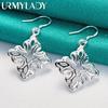 URMYLADY 925 Sterling Silver Flower Earrings For Women Charm Wedding Party Fashion Jewelry
