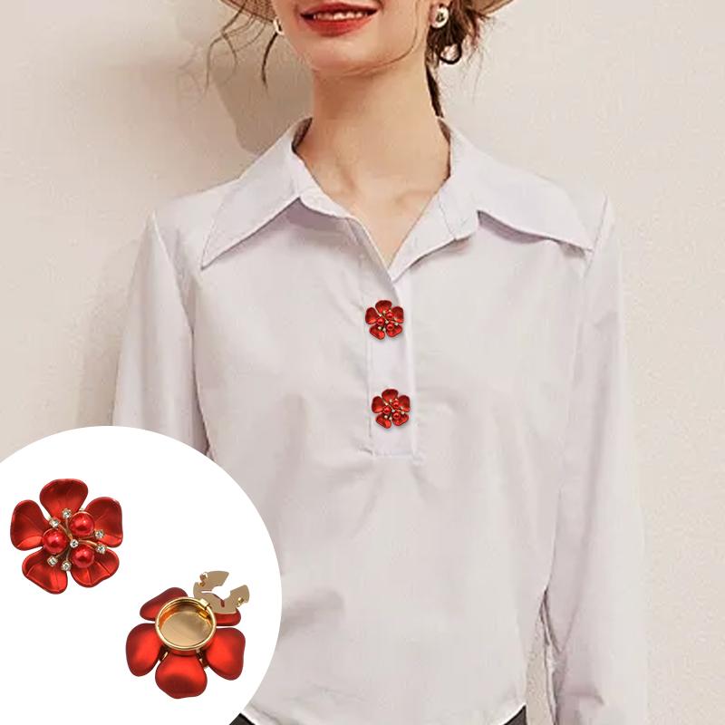 1 шт. Ювелирные изделия Жемчуг Пятилепестковый цветок Форма Подарочные аксессуары Изысканная накладка на пуговицу Свадебные запонки Элегантные 32/29x17 мм