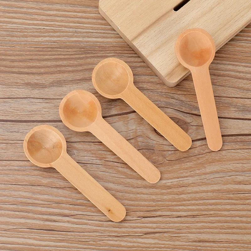 10Pcs Mini Wooden Spoons Kitchen Seasoning Honey Coffee Kitchen Cooking Coffee Bean Salt Spice Jars Wooden Measuring Spoons