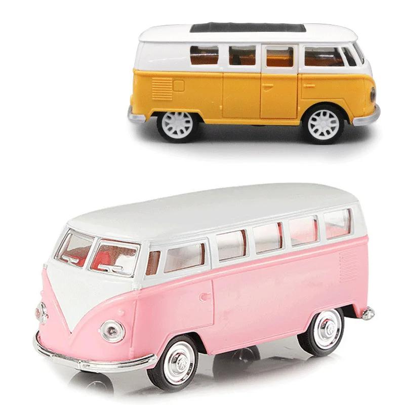 Alloy Bus Model 1:32 Scale Children's Toy Cars Collect Decor Pull Back Can Open The Door Toy Car For Boy Christmas Birthday Gift