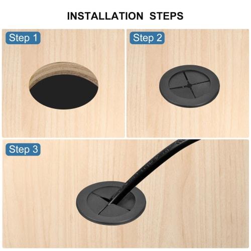 uxcell 4-Piece Cable Cord Grommets, 1-3/8" (35mm) Flexible Rubber Desk Grommets, Wire Hole Covers, Pass-Through for Office Computer Desk Wire Organize
