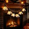 Cute Spooky Home Decor Halloween Ghost String Light Hanging Fabric with Wizard Hat Battery Operated Ghosts Glowing Fairy Lights for Fireplace Party