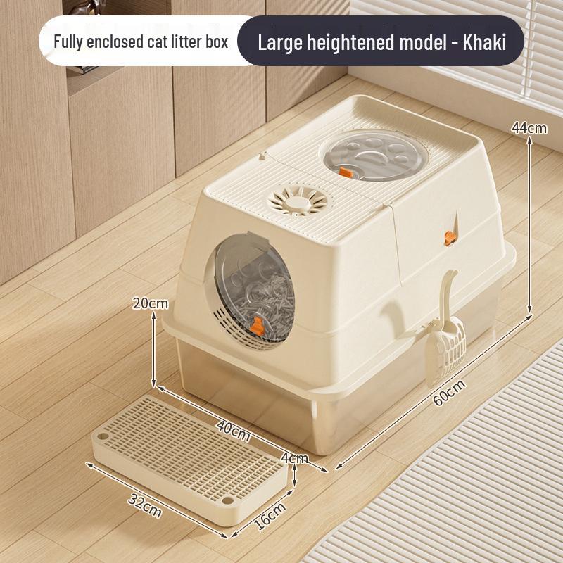 Stainless Steel Top-Entry High-Sided Cat Litter Box with Flip-Top and Anti-Splash Design