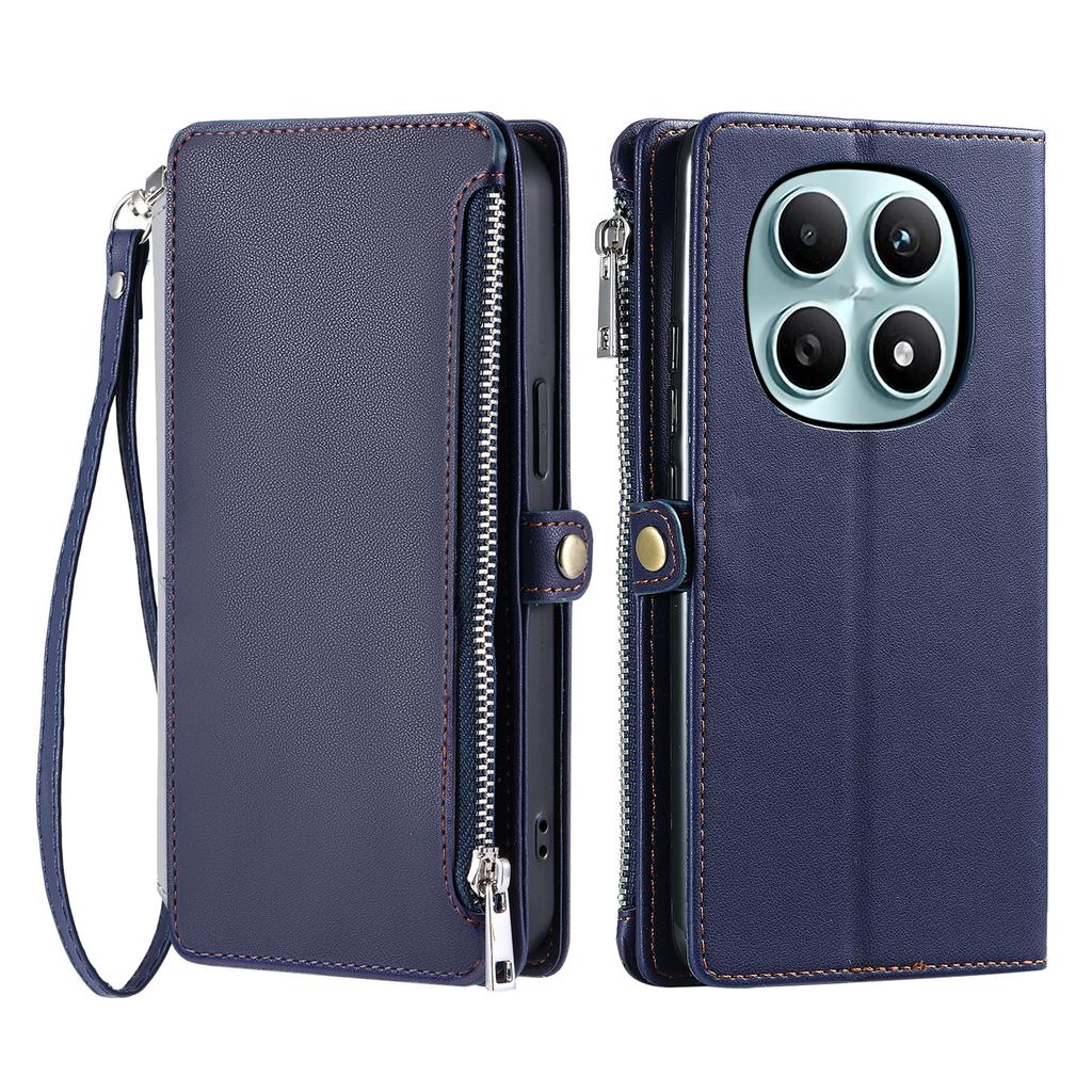 Для Xiaomi Redmi Note 15 4G (Глобальный) Чехол-кошелек из ТПУ + ПУ кожи для телефона с ремешком на запястье