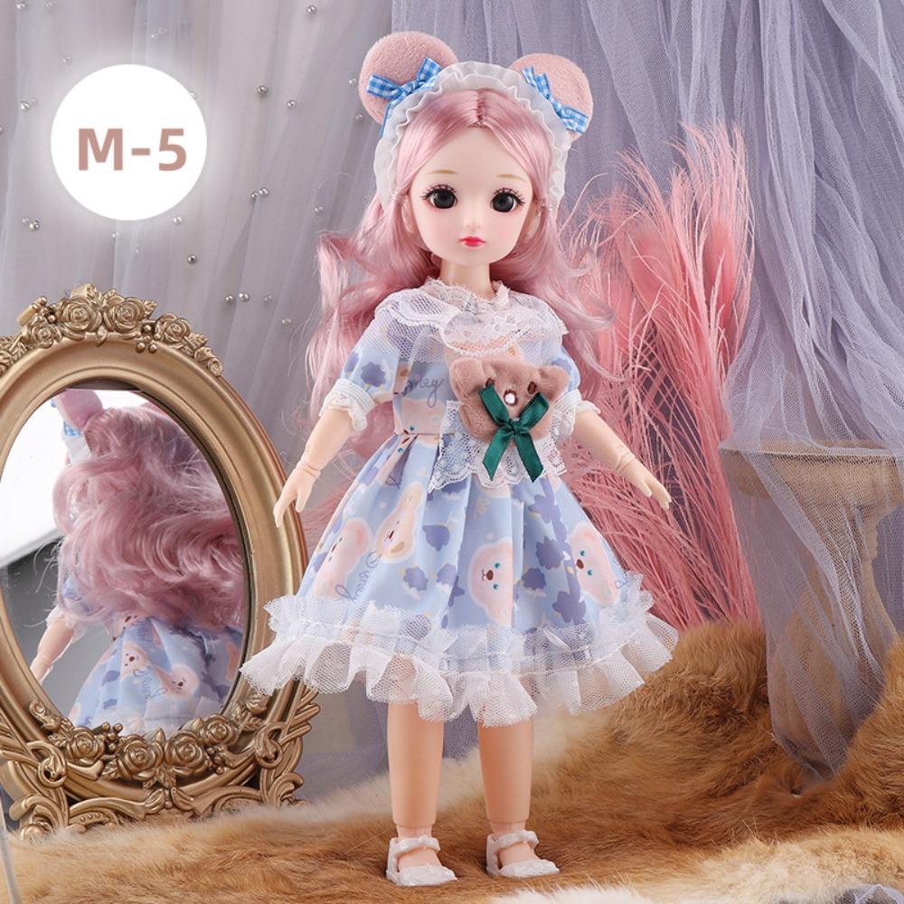 30cm BJD Doll 23 Moveable Joints Attractive Eyes Dress Up Anime Long Hair Toy