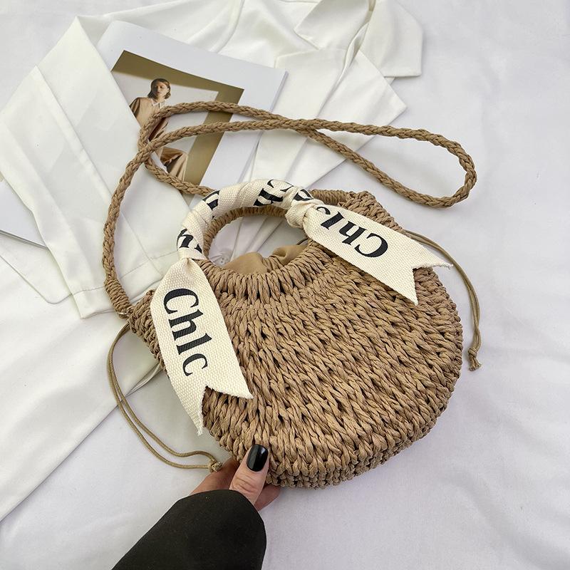 Summer New Fashion Beach Vegetable Basket Straw Woven Bag Portable Shoulder Oblique Span Women's Bag