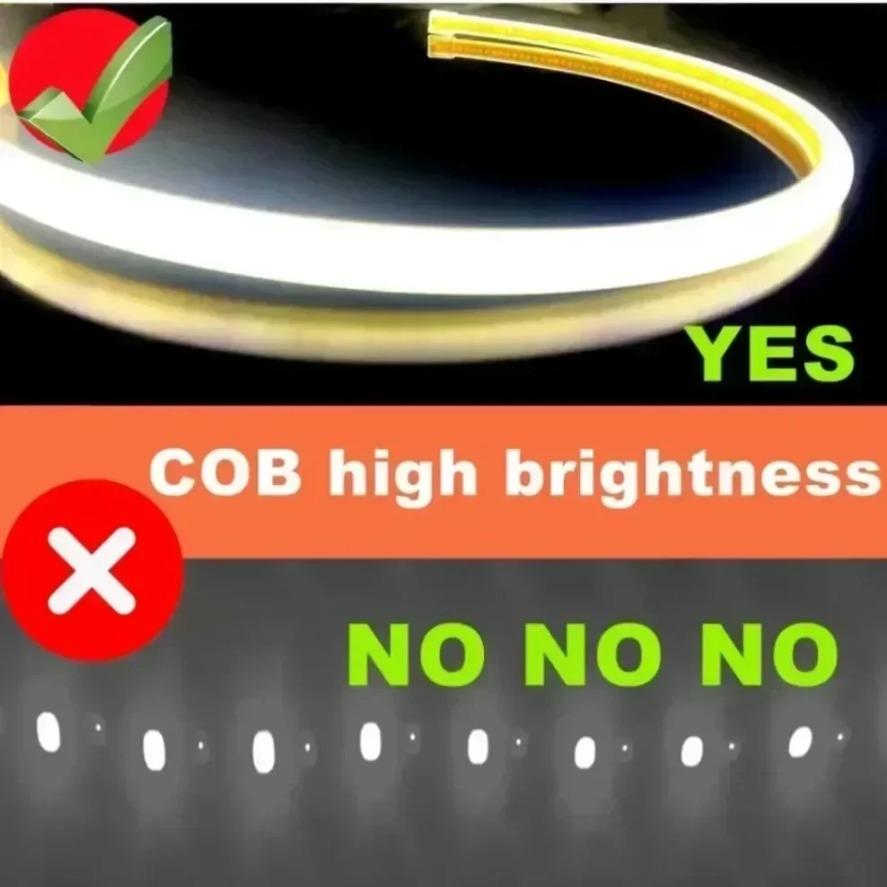 Светодиодная лента COB 220В, 288 светодиодов/м, с диммированием, штепсель EU, 3000K 6000K, RA90, для улицы, сада, спальни, кухни