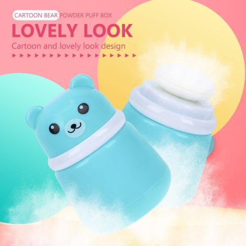 Frcolor Baby Powder Puffs, Set of 2, Blue, Baby Powder Case, Empty Refillable Container, Makeup Powder Box, Baby & Kids Body Talcum Powder Puff, Baby