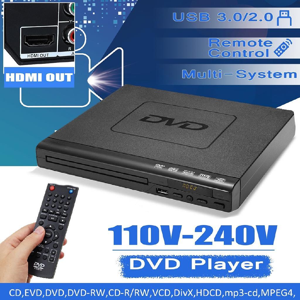 Мультисистемный DVD-плеер 1080P Портативный USB 2.0 3.0 DVD-плеер Мультимедийный цифровой DVD-телевизор Поддержка HDMI CD SVCD VCD MP3