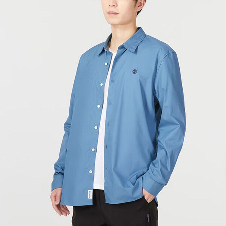 Timberland Повседневная однотонная дышащая рубашка с длинным рукавом Мужские рубашки темно-синего цвета A62XH-DJ5