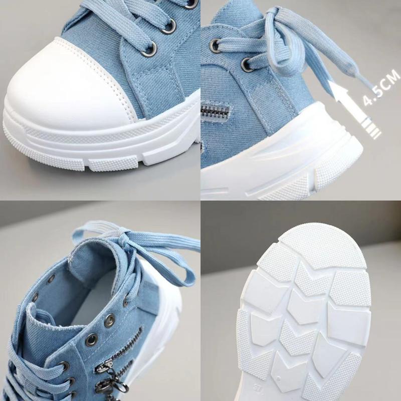 Женские парусиновые туфли на шнуровке с высоким верхом на платформе женские кроссовки дышащие джинсовые туфли больших размеров женская повседневная обувь Ztenis De Mujer
