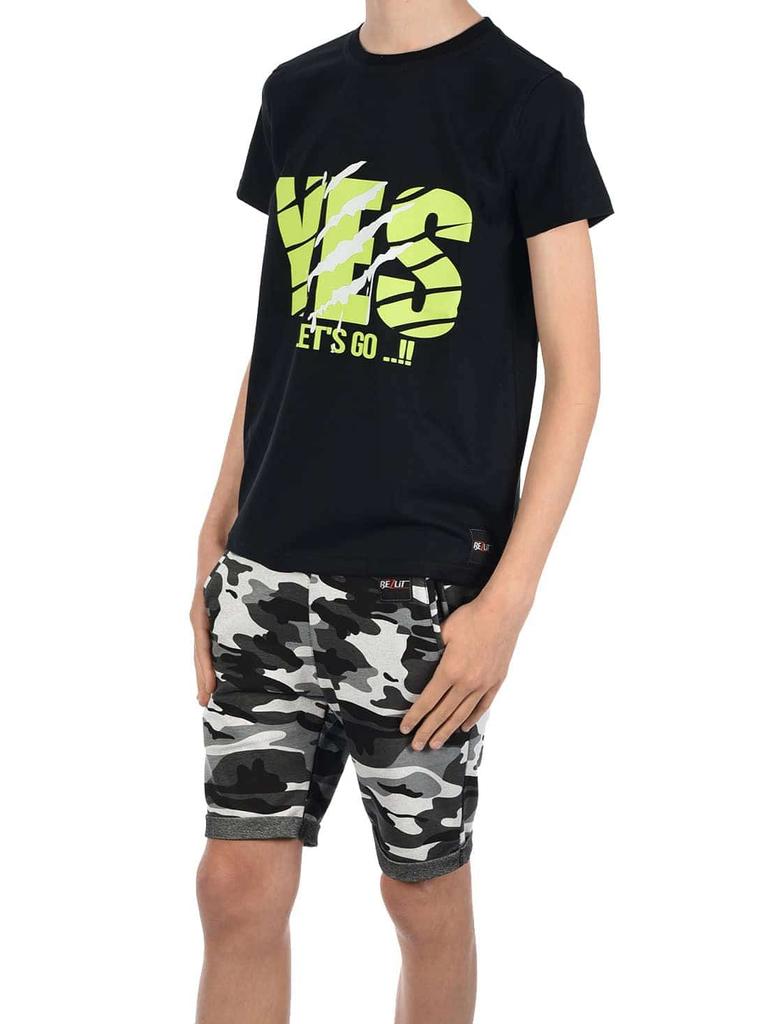 Летний комплект для мальчика Футболка YES и тканевые шорты