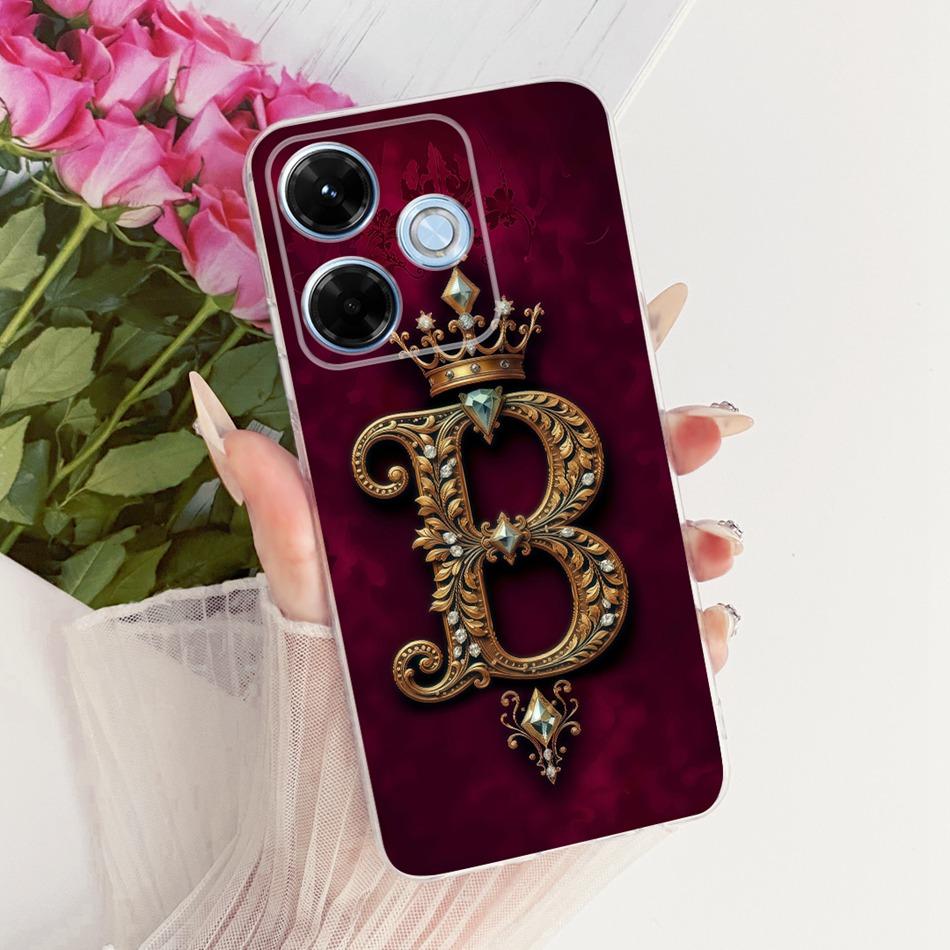 For Xiaomi Redmi 13X Royal Crown Initial Letter Couple Phone Case For Redmi 13X Soft Silicone TPU Covers Bumpers