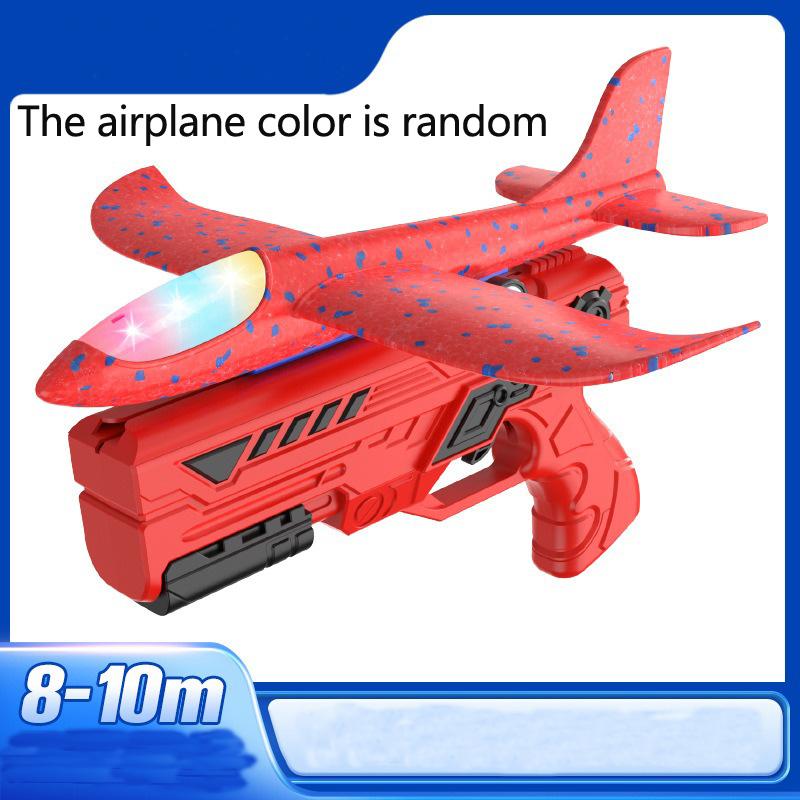 Children'S Outdoor Three In One Foam Soft Elastic Toy Gun, Hand Thrown Ejection Aircraft Suit, Foam Aircraft Color Random