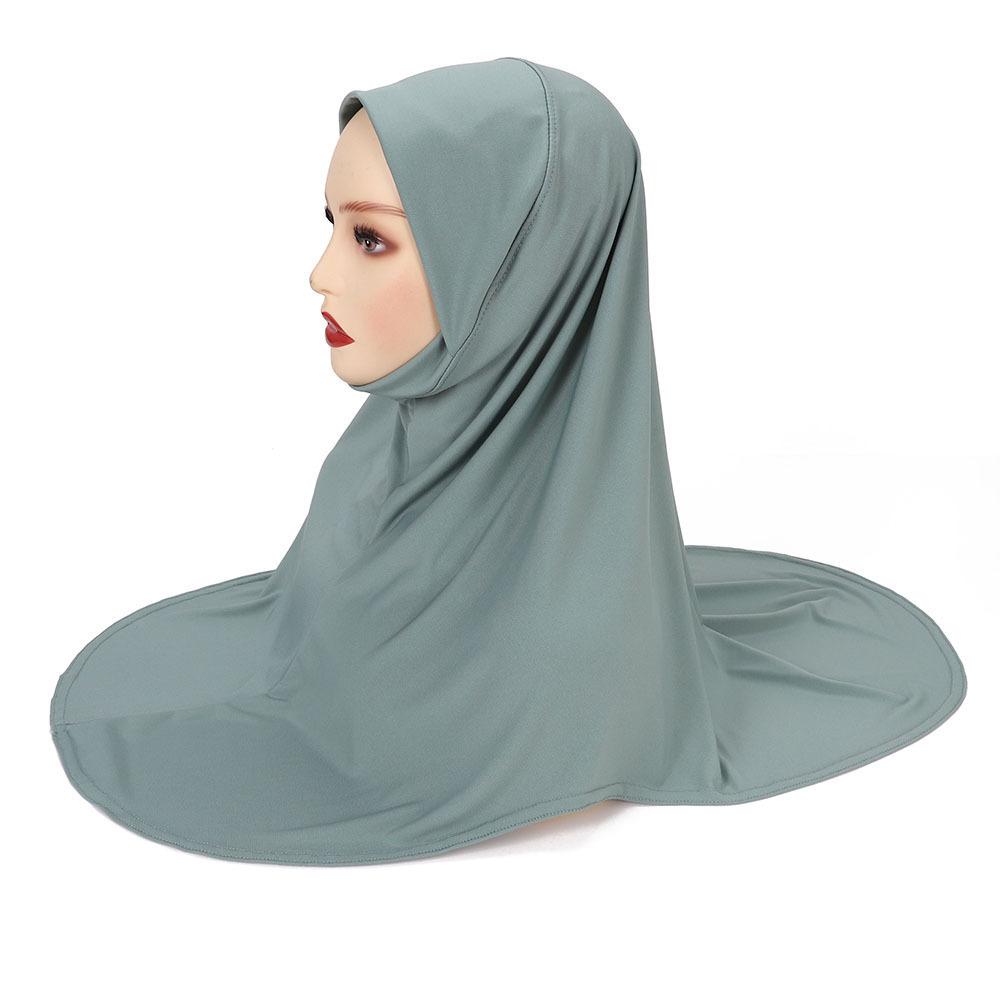 Malay Double Chin Undercap Muslim Women Solid Color Inner Scarf Islamic Instant Hijab Ladies Cap Crystal Hemp Bonnet Hat 80*55cm