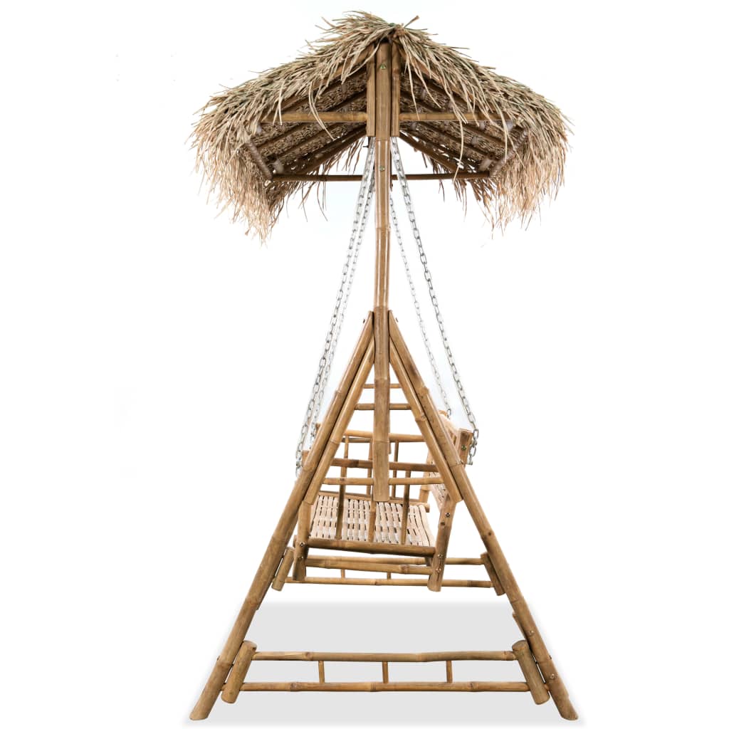 vidaXL Hollywoodschaukel 2-Sitzer mit Palmblättern Bambus 202 cm