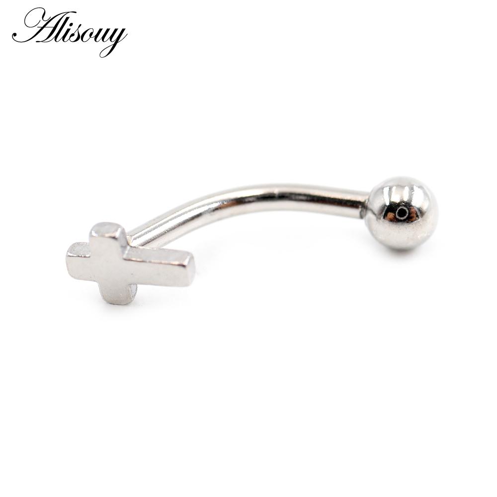 Alisouy 2 шт., сердце, крест, звезда, цветок, сталь, циркон, CZ, изогнутое кольцо для губ, кольцо для губ, серьги Daith Helix, украшения для пирсинга