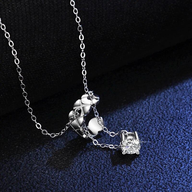 New Real Moissanite Moon Pendant Necklace VVS1 D Color  Pure S925 Sterling Silver Fine Jewelry Gift for Women