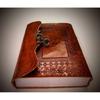 Embossed Handmade Vintage Leather Bound Brown Locked Notebook - Hand Crafted Book of Shadows - Unisex Writing Journal - Refillable Diary