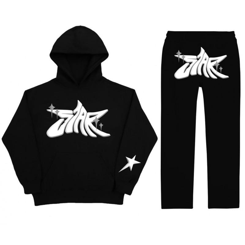 Hip Hop Street Style Letter Print Loose Hoodie Set Men Women Casual Tracksuit