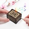 Vintage Wooden Music Box Palm-size Hand Crank Wood Case Musicbox Beautiful Carved Wooden Musical