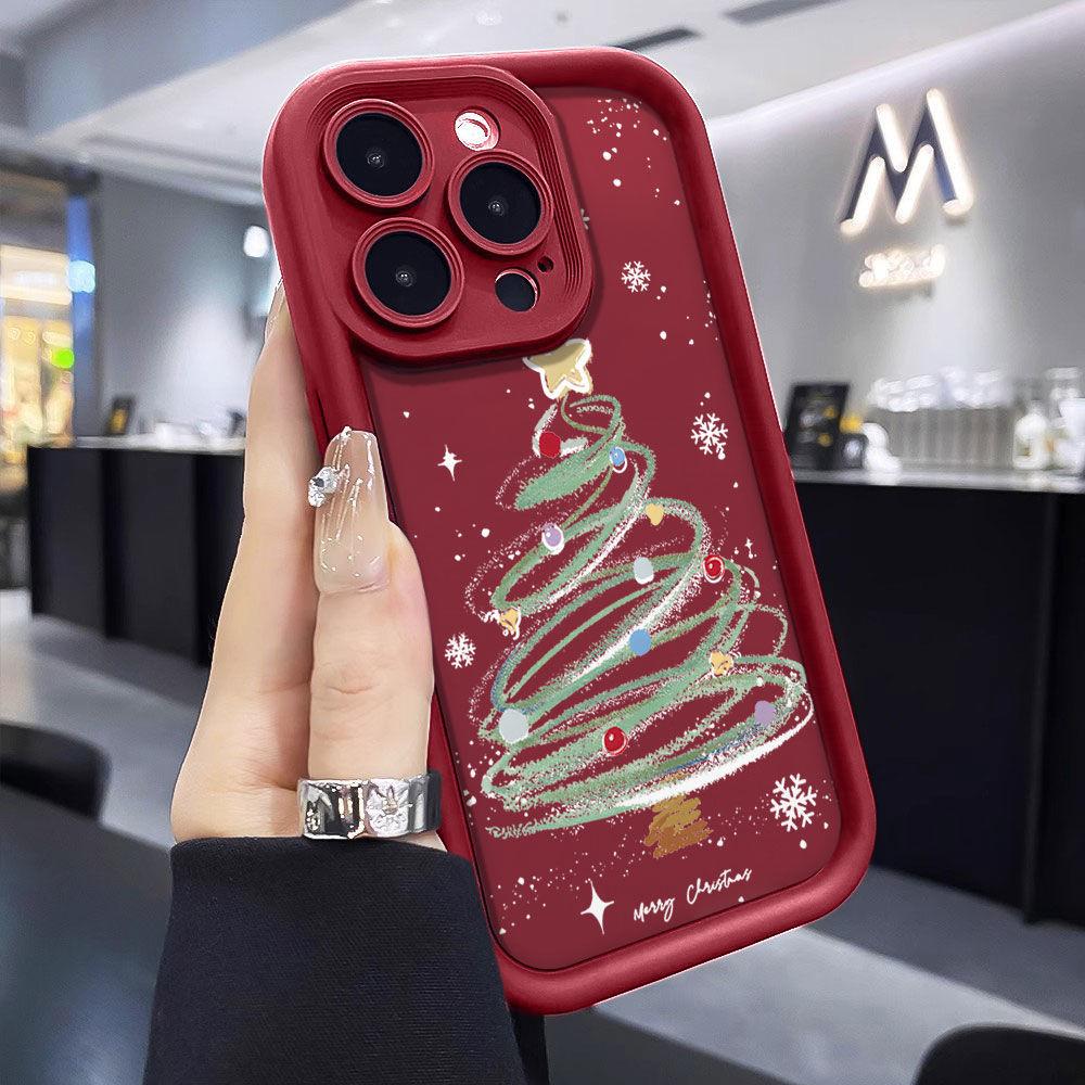Merry Christmas Tree New Year Gifts Soft Silicone Phone Case For iPhone 15 14 13 12 11 Pro Max XS Max X XR Cover 8 7 Plus Shockproof Bumper Back Cover