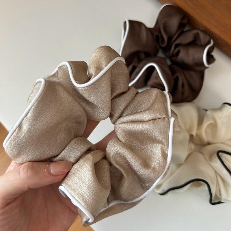 Корея Элегантная Большая Резинка для Волос для Женщин белая Атласная резинка для волос Девочки эластичные Резинки для Волос черная веревка для волос аксессуар