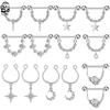 2pcs Surgical Steel U-shaped Dangle Nipple Barbell Nipple Rings for Women Girls Bee Star Crystal Sexy Nipple Piercing Jewelry