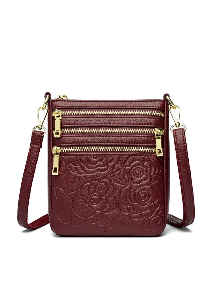 Vintage women's embossed shoulder bag style, women's bucket bag, multi-compartment crossbody bag, phone bag