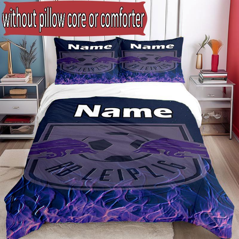 3pcs Duvet Cover Set (1*Duvet Cover + 2*Pillowcase, Without Core), Custom Name RB Leipzig Pattern Bedding Set, Home Bedroom Decor Gift