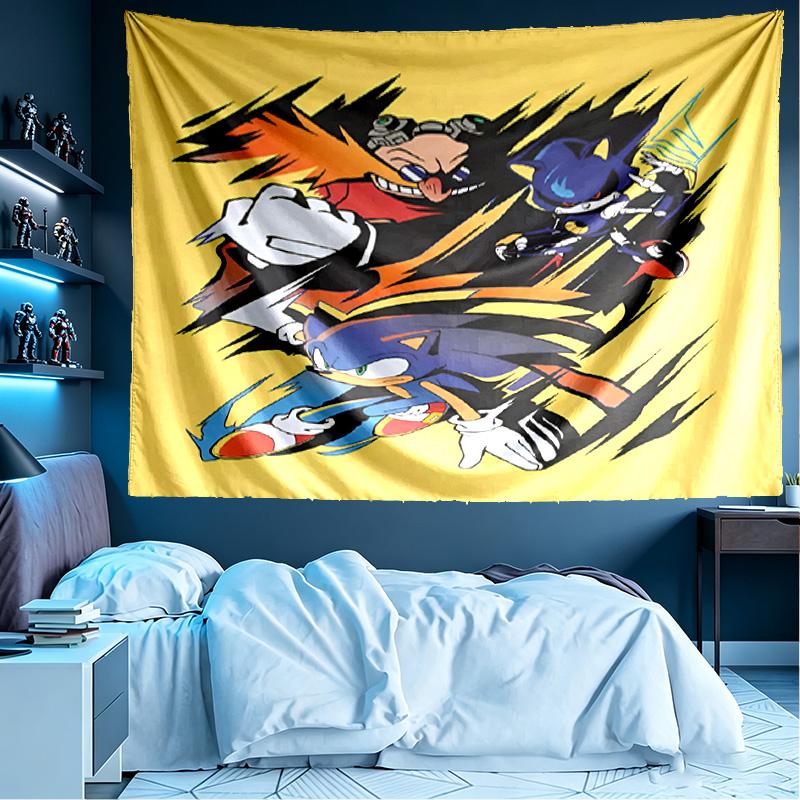 Sonic Print Tapestry, Lightweight Wall Hanging, for Bedroom, Dorm, Living Room, Home Art Decor, Birthday Christmas Gift for Friends