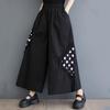 Черные хлопковые большие размеры, винтажные повседневные свободные летние широкие брюки с высокой талией, женские брюки