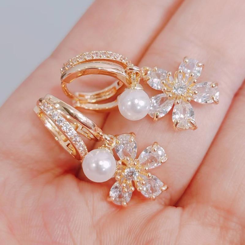 Серьги-капли в форме цветка для женщин, новинка 2023 года, модные красочные серьги с цирконием, роскошные свадебные, помолвочные и вечерние ювелирные аксессуары