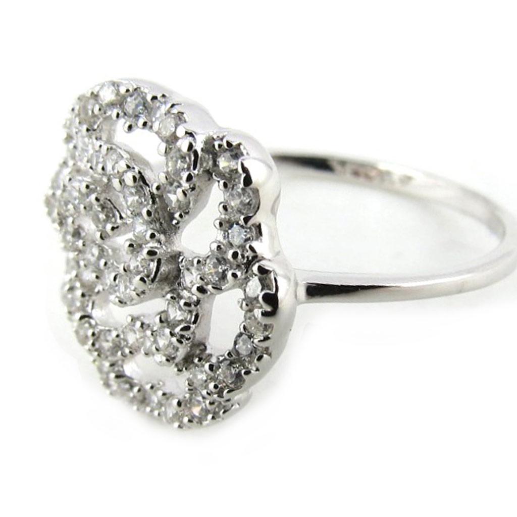 Silver Ring 'Rosa Romantica' White